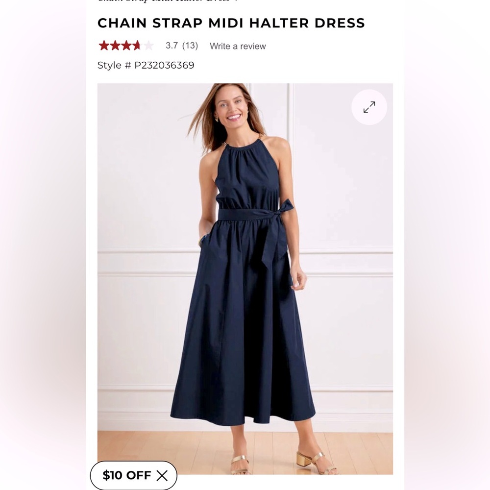 Talbots CHAIN STRAP MIDI HALTER DRESS Sz 12